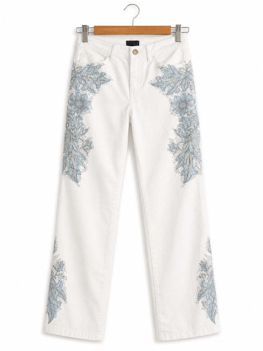 Just Cavalli Italy White Floral Print Skinny Jeans 26 Designer Stretch NWOT